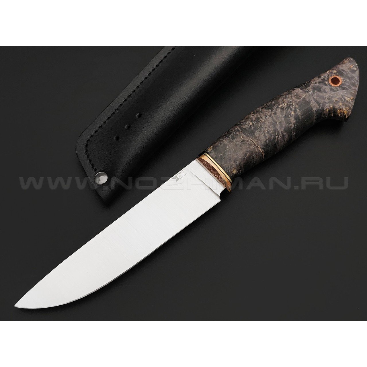 7 ножей нож Анфель сталь K340 satin, рукоять Стаб. кап клена коричневый, бронза