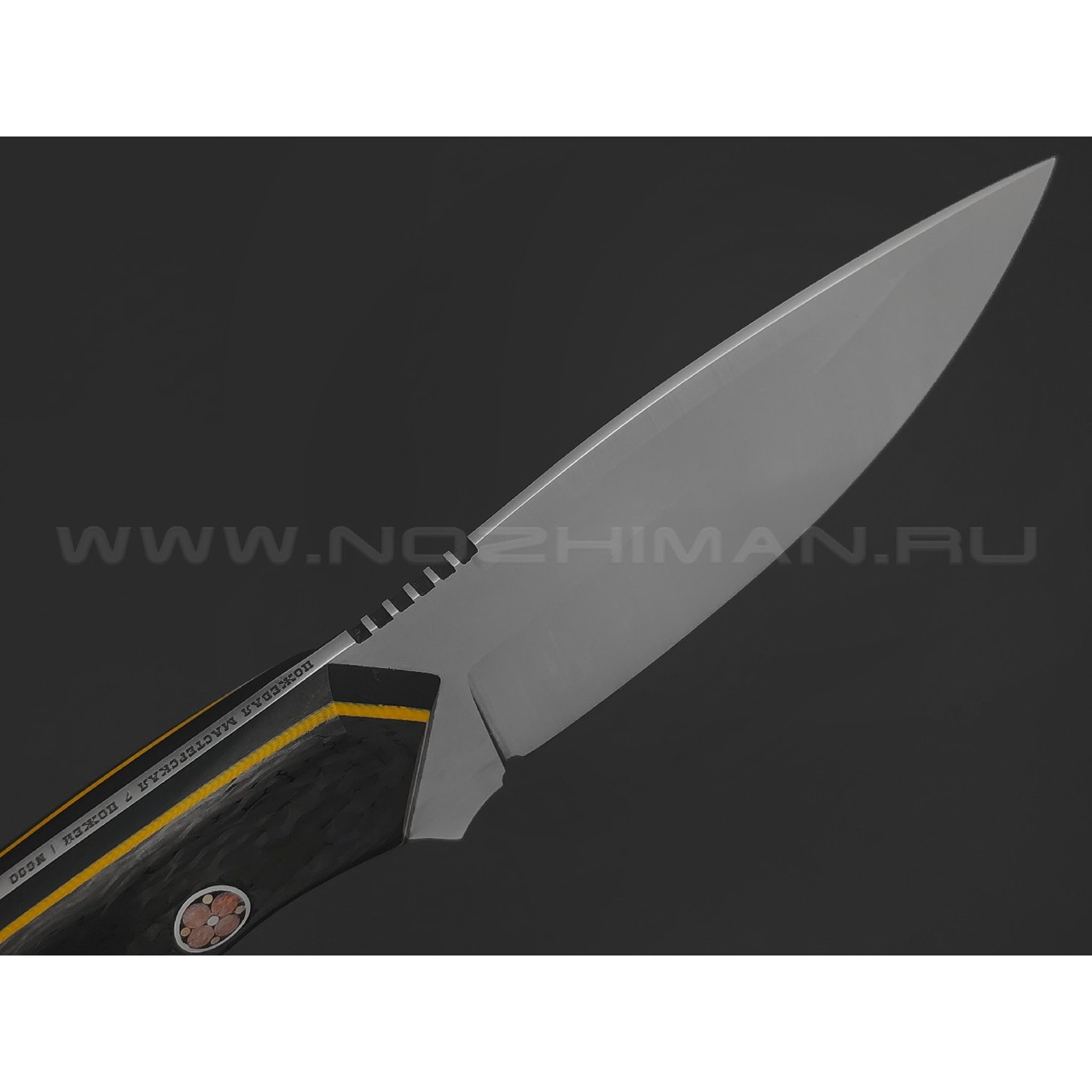 7 ножей нож Пиранья сталь N690 сатин, рукоять Карбон, G10 чёрный с жёлтым