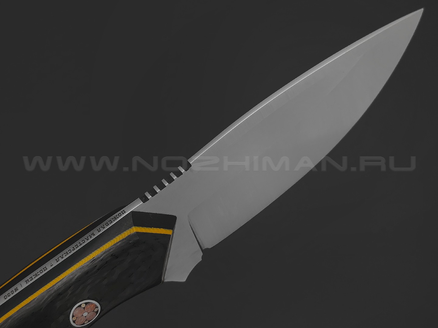 7 ножей нож Пиранья сталь N690 satin, рукоять Carbon fiber, G10 black & yellow