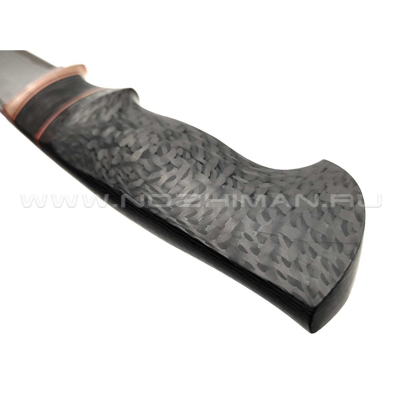 Кузница Васильева нож НЛВ147 ламинат CPM S90V, рукоять Carbon fiber, мокумэ-ганэ, бронза