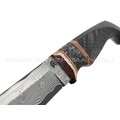 Кузница Васильева нож НЛВ151 ламинат Vanadis 8, рукоять Carbon fiber, мокумэ-ганэ, бронза
