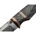 Кузница Васильева нож НЛВ151 ламинат Vanadis 8, рукоять Carbon fiber, мокумэ-ганэ, бронза