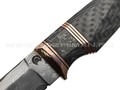 Кузница Васильева нож НЛВ151 ламинат Vanadis 8, рукоять Carbon fiber, мокумэ-ганэ, бронза