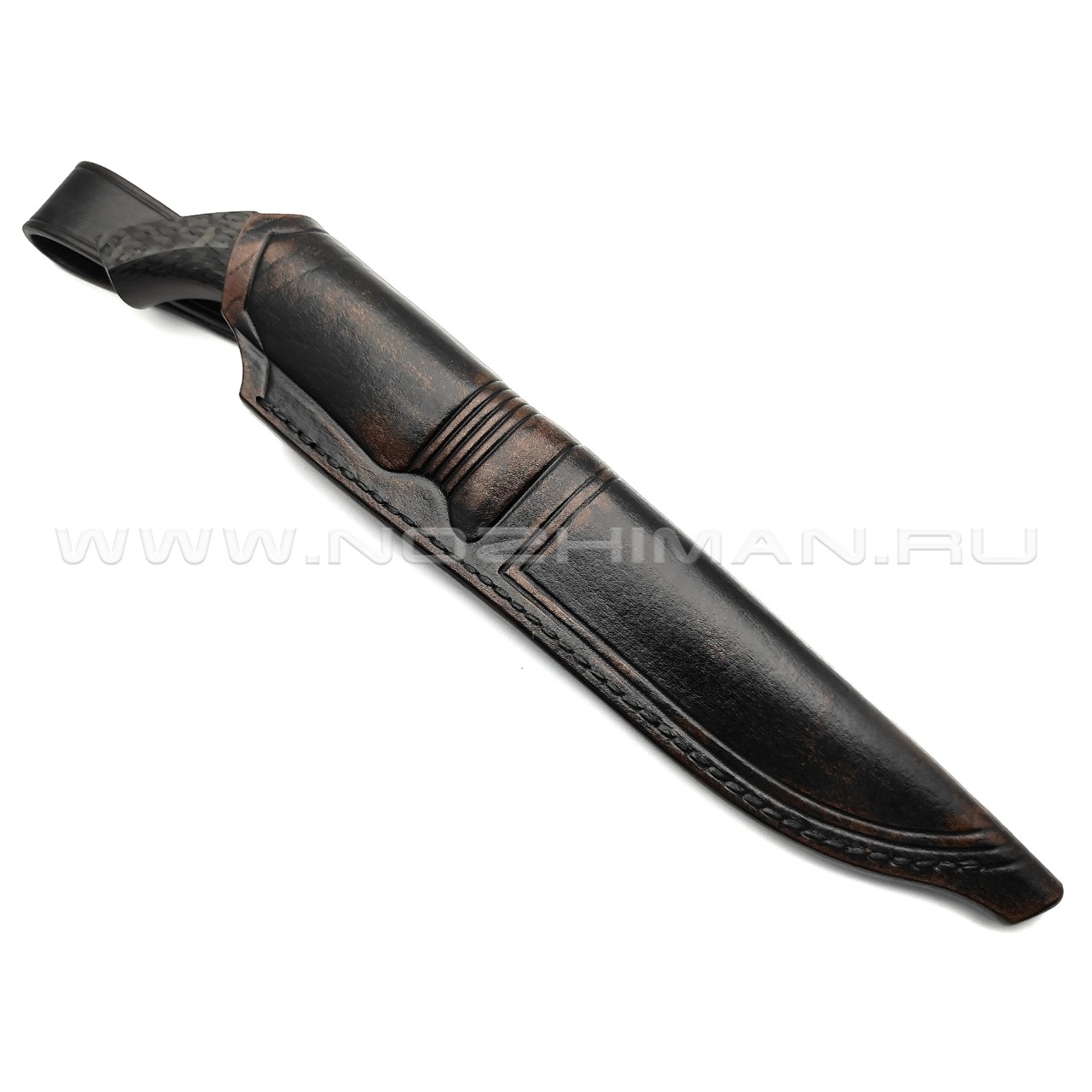 Кузница Васильева нож НЛВ151 ламинат Vanadis 8, рукоять Carbon fiber, мокумэ-ганэ, бронза