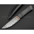 Кузница Васильева нож НЛВ150 ламинат QPM53, рукоять Carbon fiber, мокумэ-ганэ, карболит Кузница Васильева нож НЛВ150 ламинат QPM53, рукоять Carbon fiber, мокумэ-ганэ, карболит