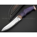 Кузница Васильева нож НЛВ146 ламинат CPM S90V, рукоять Alutex purple twill, мокумэ-ганэ, бронза Кузница Васильева нож НЛВ146 ламинат CPM S90V, рукоять Alutex purple twill, мокумэ-ганэ, бронза