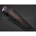 Кузница Васильева нож НЛВ146 ламинат CPM S90V, рукоять Alutex purple twill, мокумэ-ганэ, бронза Кузница Васильева нож НЛВ146 ламинат CPM S90V, рукоять Alutex purple twill, мокумэ-ганэ, бронза