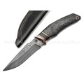 Кузница Васильева нож НЛВ154 ламинат CPM Rex 121, рукоять Carbon fiber, мокумэ-ганэ, бронза