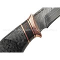 Кузница Васильева нож НЛВ154 ламинат CPM Rex 121, рукоять Carbon fiber, мокумэ-ганэ, бронза
