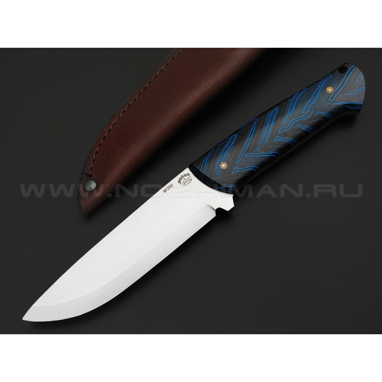Товарищество Завьялова нож Бригадир сканди, сталь M390, рукоять G10 chaotic black & blue