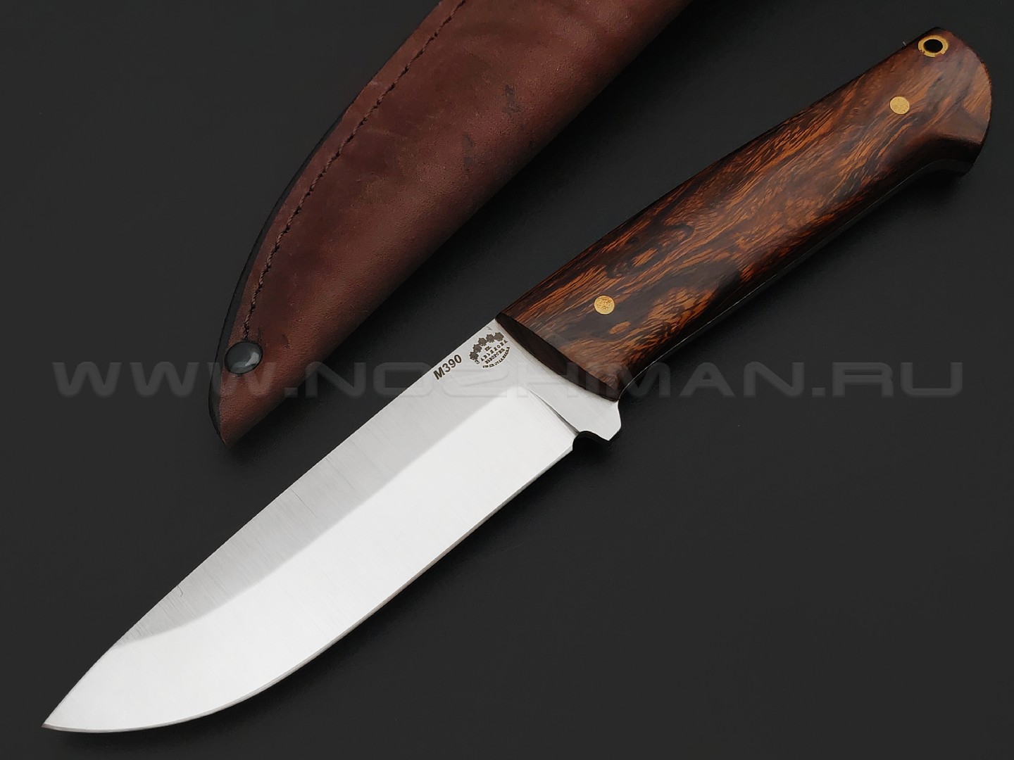 Товарищество Завьялова нож Бригадир сталь M390 сатин, рукоять Айронвуд, латунь