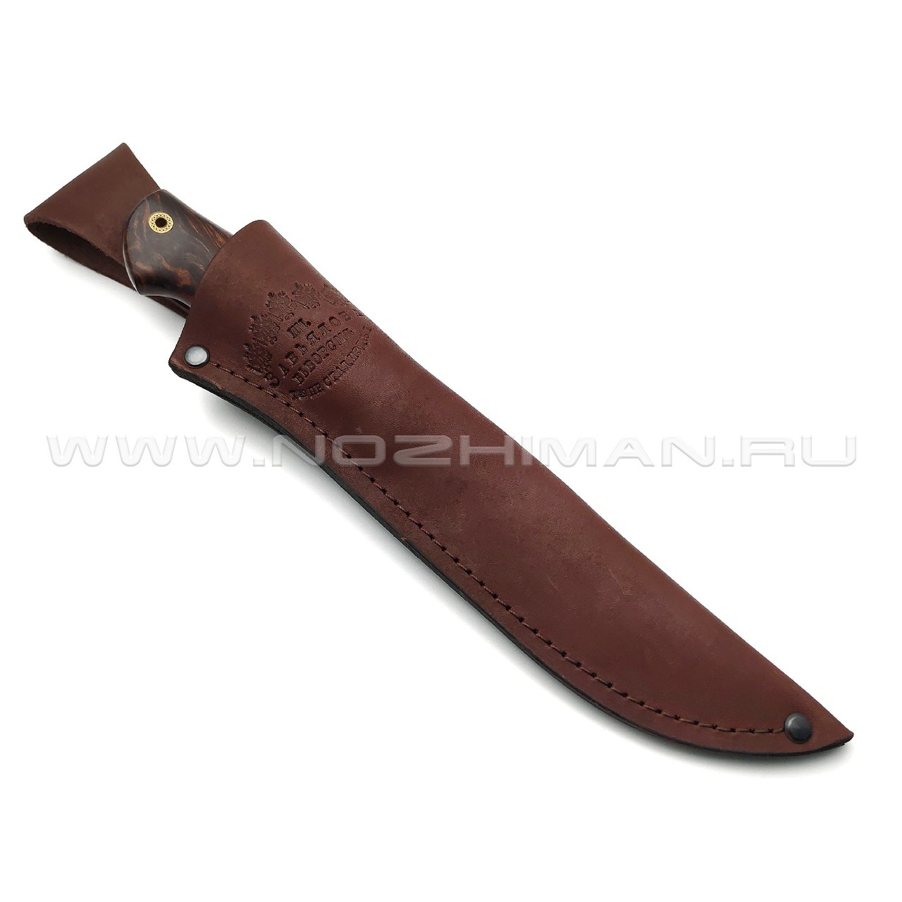 Товарищество Завьялова нож Скинер-М ламинат CPM S125V, рукоять Айронвуд, бивень мамонта, мокумэ-ганэ, пины