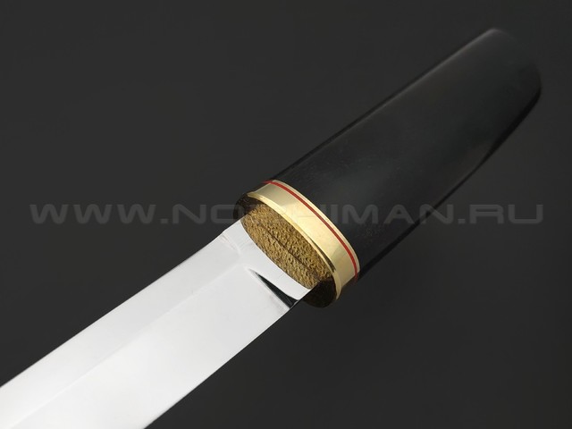 Товарищество Завьялова нож Танто сталь K340, рукоять и ножны Дерево черный граб, латунь