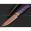 Кузница Васильева нож НЛВ149 ламинат M390, рукоять Alutex purple twill, зуб мамонта, мокумэ-ганэ, бронза Кузница Васильева нож НЛВ149 ламинат M390, рукоять Alutex purple twill, зуб мамонта, мокумэ-ганэ, бронза