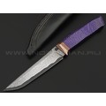 Кузница Васильева нож НЛВ153 ламинат CPM S90V, рукоять Alutex purple twill, мокумэ-ганэ, бронза Кузница Васильева нож НЛВ153 ламинат CPM S90V, рукоять Alutex purple twill, мокумэ-ганэ, бронза