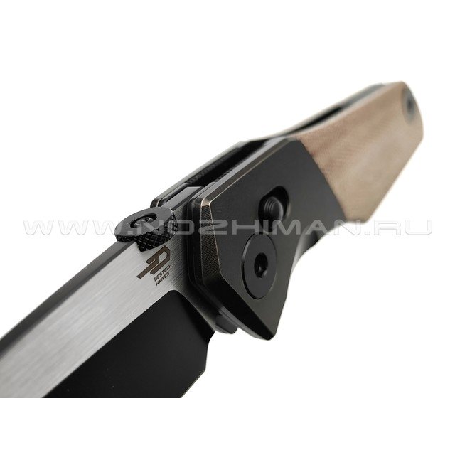 Нож Bestech Cetus BT2304B сталь M390 PVD-Satin, рукоять Micarta canvas natural, titanium black bronze
