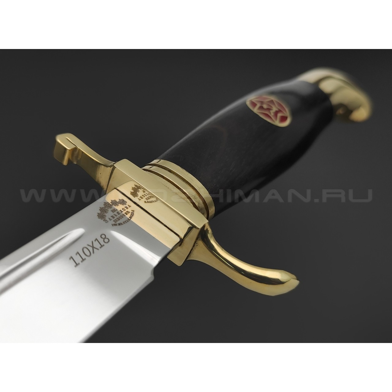 Товарищество Завьялова нож Финка НКВД с красной звездой, сталь 110Х18, рукоять Дерево граб, латунь