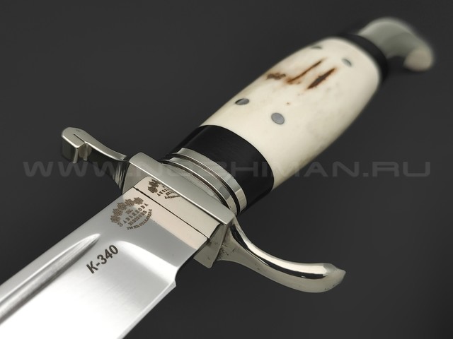 Товарищество Завьялова нож Финка НКВД сталь K340, рукоять Рог лося, штифты, граб, мельхиор