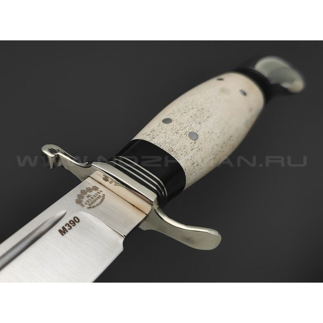 Товарищество Завьялова нож Финка НКВД сталь M390, рукоять Рог лося, штифты, граб, мельхиор
