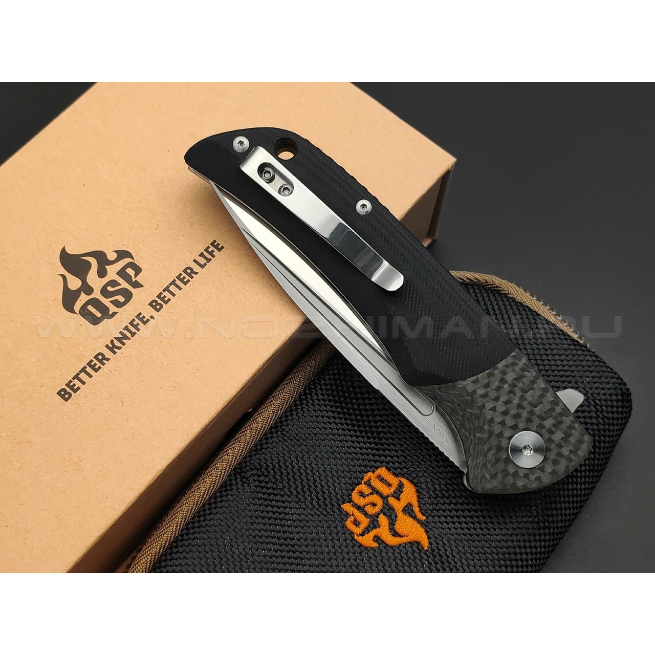 Нож QSP Harpyie QS129-B сталь S35VN, рукоять Carbon fiber, G10 black