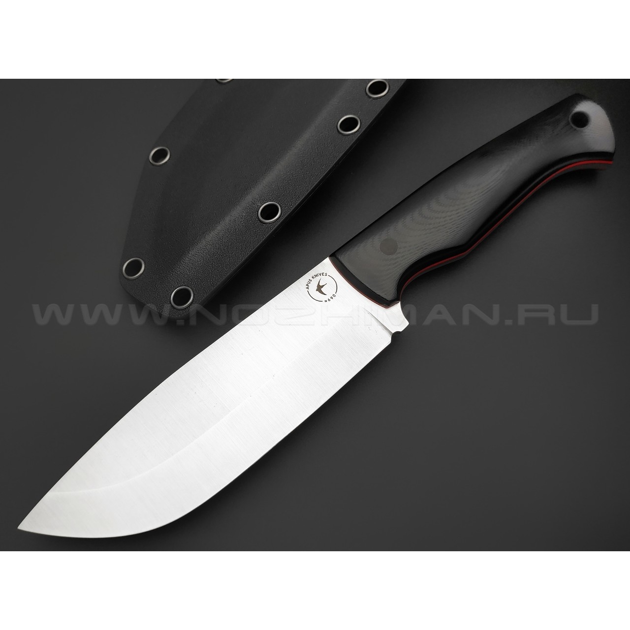 Апус нож Ринго сталь N690 сатин, рукоять G10 чёрный, карбон