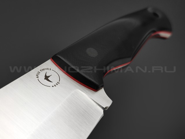 Apus Knives нож Ringo сталь N690 satin, рукоять G10 black & red, карбон
