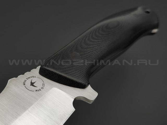 Apus Knives нож Marauder сталь Aus-10Co satin, рукоять Micarta black, карбон