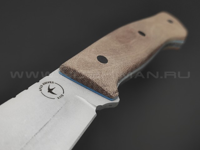 Apus Knives нож Strider сталь K110 stonewash, рукоять Микарта brown, G10 blue, карбон