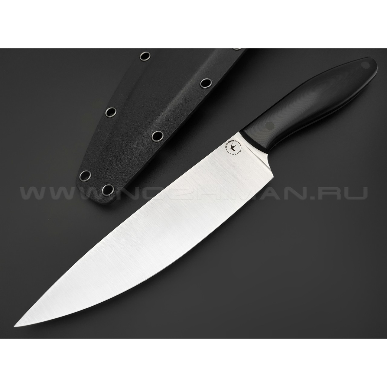 Апус нож Шеф сталь N690, рукоять G10 чёрный, карбон