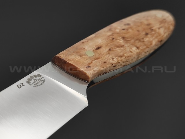 Товарищество Завьялова нож Сити сталь D2 линза, рукоять Карельская береза