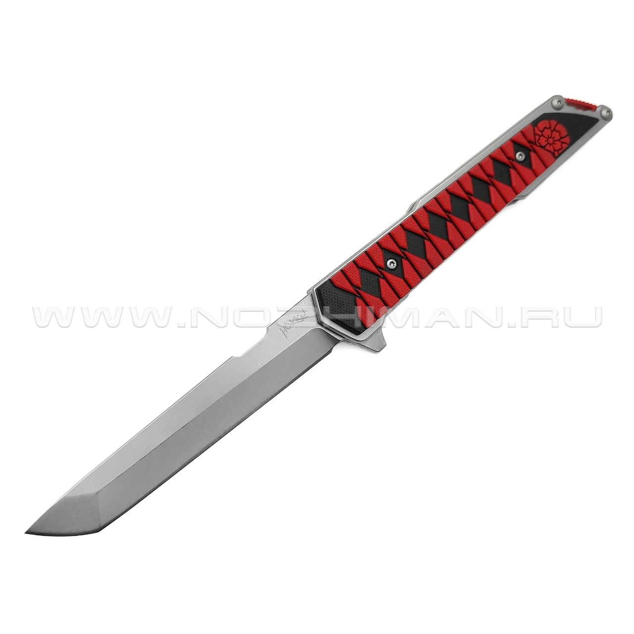 Mr.Blade складной нож Hokku сталь D2 sw, рукоять G10 black & red, кожаный чехол