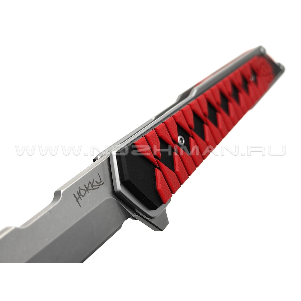 Mr.Blade складной нож Hokku сталь D2 sw, рукоять G10 black & red, кожаный чехол