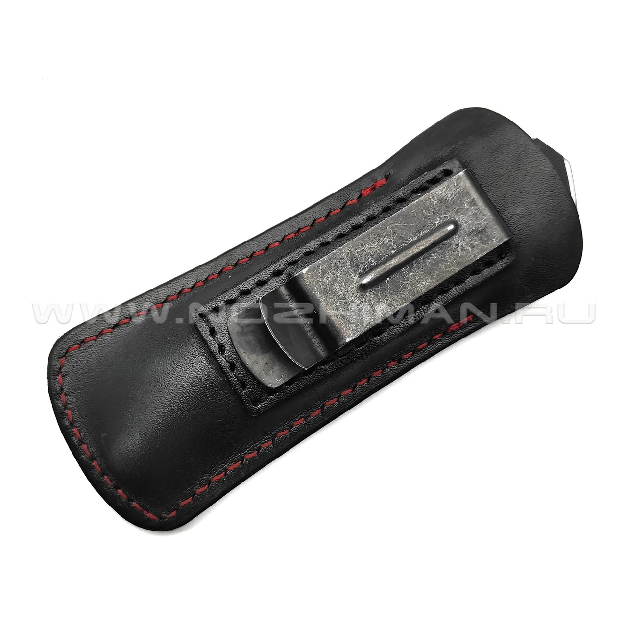 Mr.Blade складной нож Hokku сталь D2 sw, рукоять G10 black & red, кожаный чехол