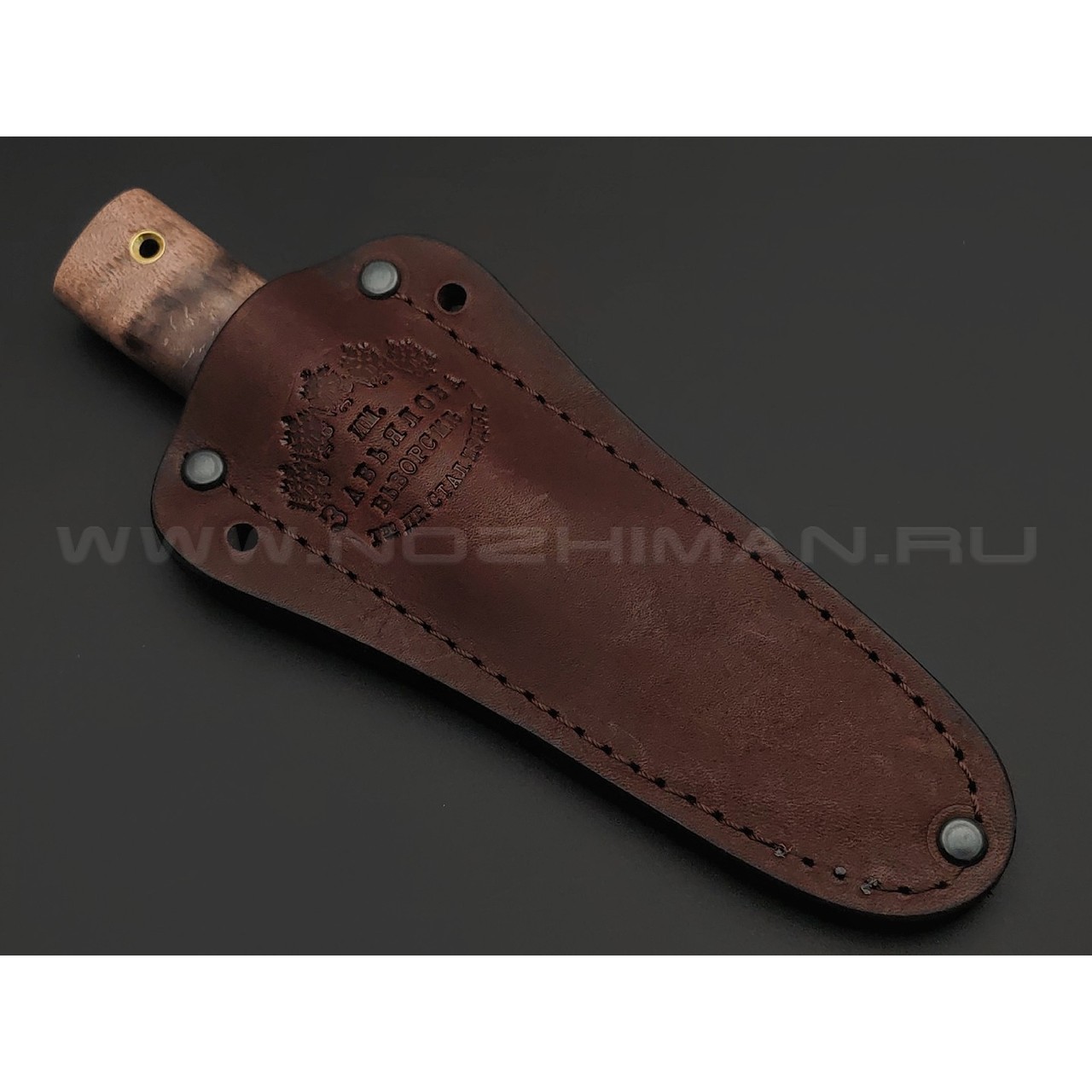 Товарищество Завьялова нож Якут Шейный, сталь K340, рукоять Карельская береза коричневая, латунь