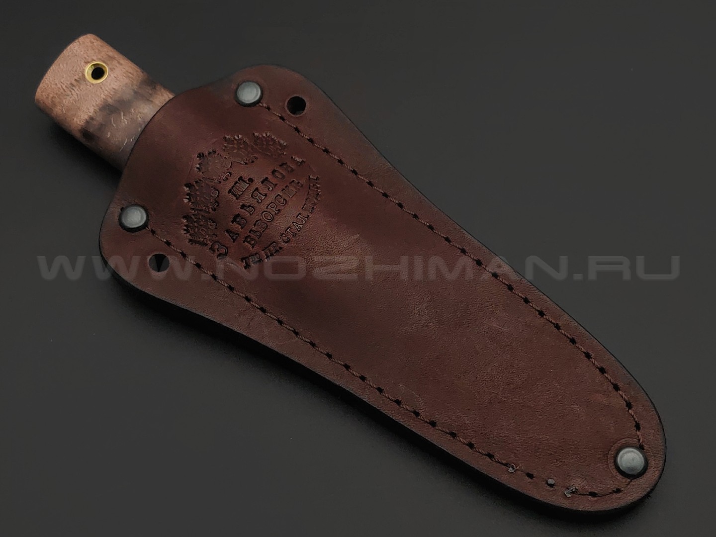 Товарищество Завьялова нож Якут Шейный, сталь K340, рукоять Карельская береза коричневая, латунь