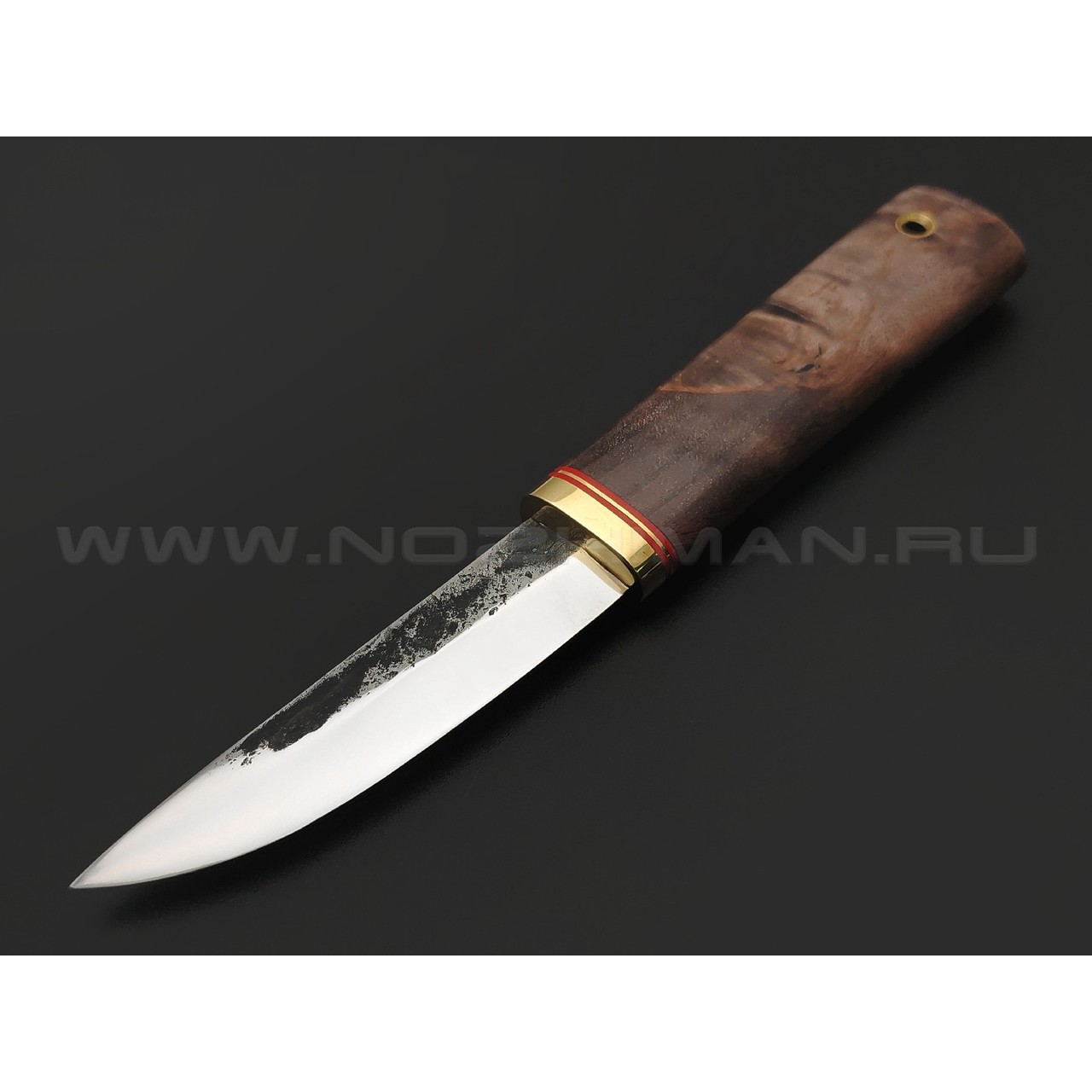 Товарищество Завьялова нож Якут Шейный, сталь K340, рукоять Карельская береза коричневая, латунь