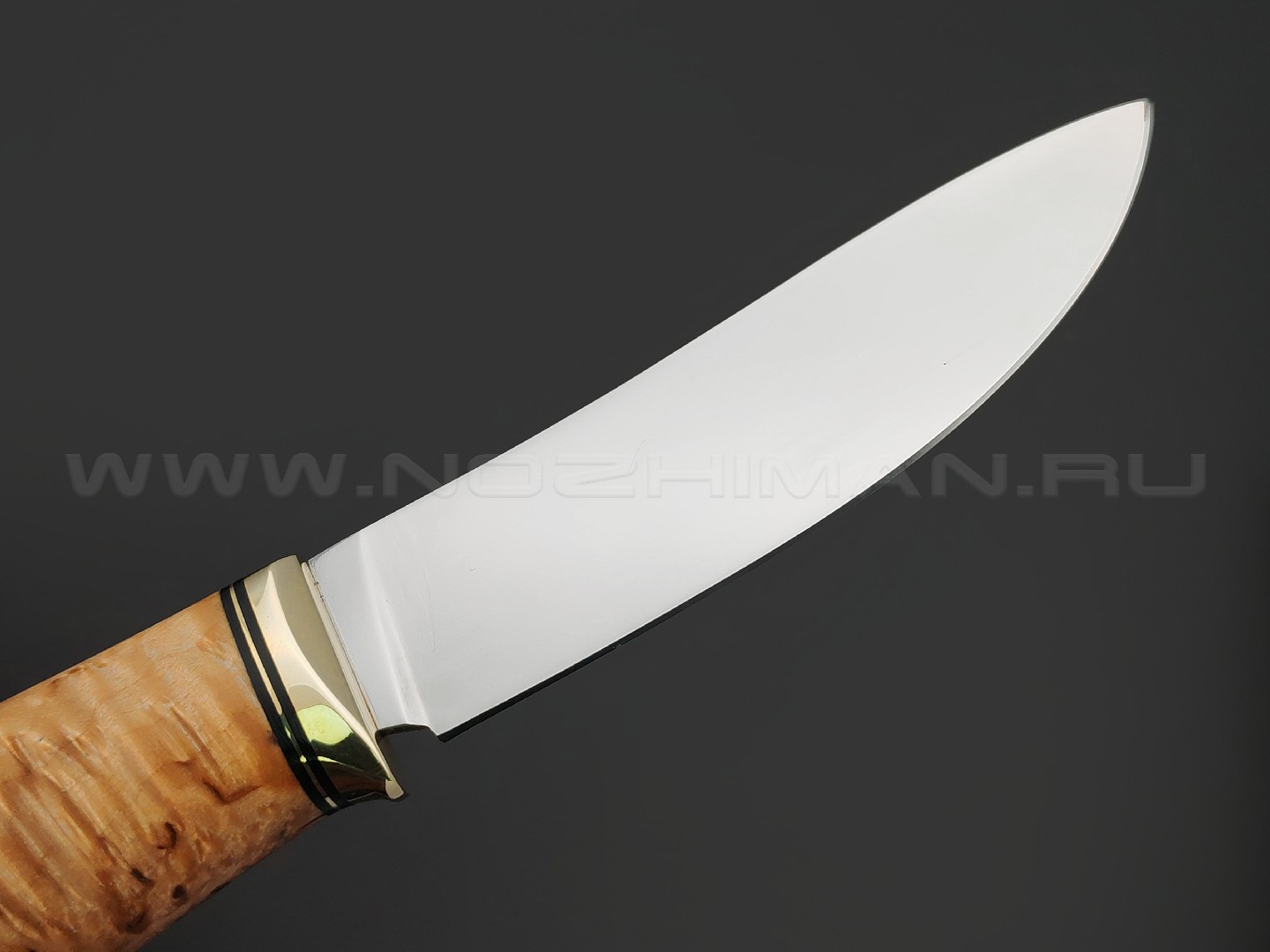 Товарищество Завьялова нож Скинер-М сталь К340, рукоять Карельская береза, латунь