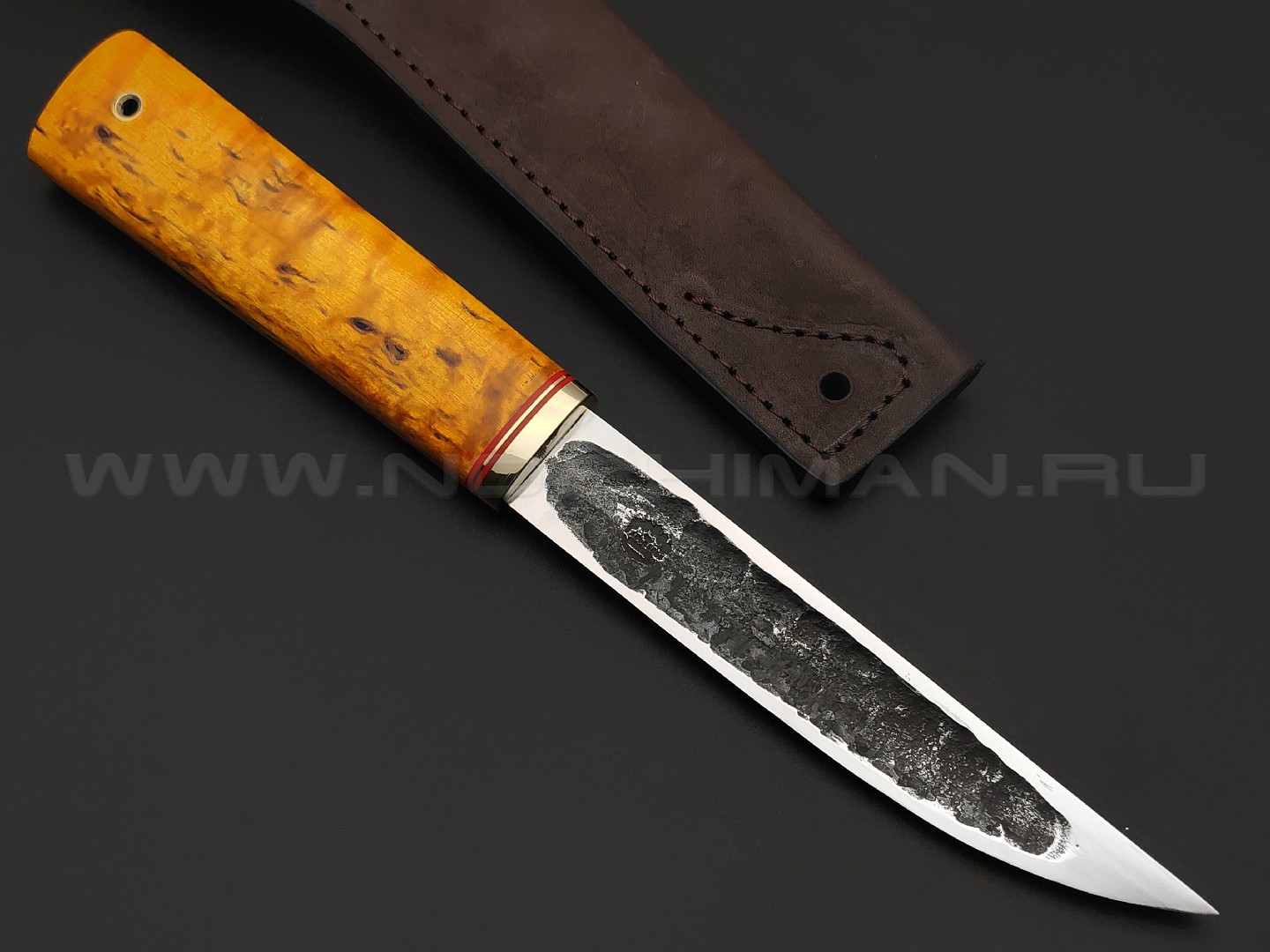 Товарищество Завьялова нож Якут-Б сталь K340, рукоять Карельская береза желтая, латунь
