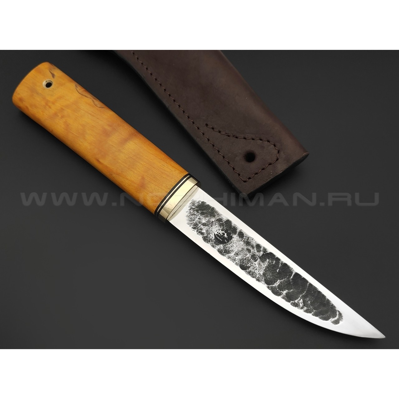 Товарищество Завьялова нож Якут-М сталь K340, рукоять Карельская береза желтая, латунь