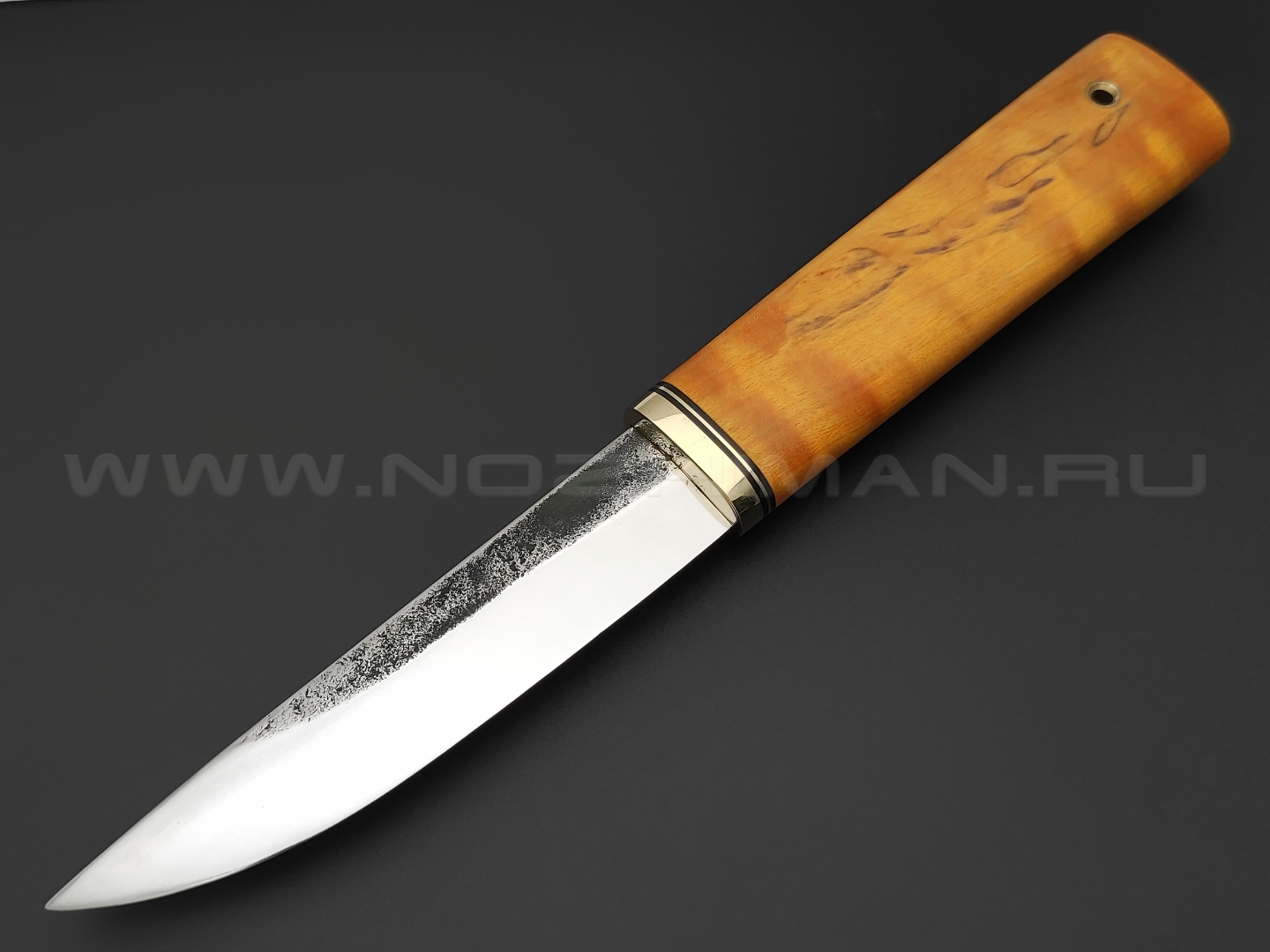 Товарищество Завьялова нож Якут-М сталь K340, рукоять Карельская береза желтая, латунь