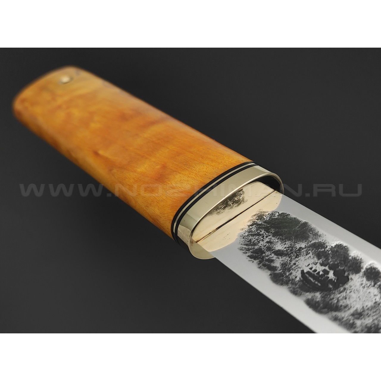 Товарищество Завьялова нож Якут-М сталь K340, рукоять Карельская береза желтая, латунь