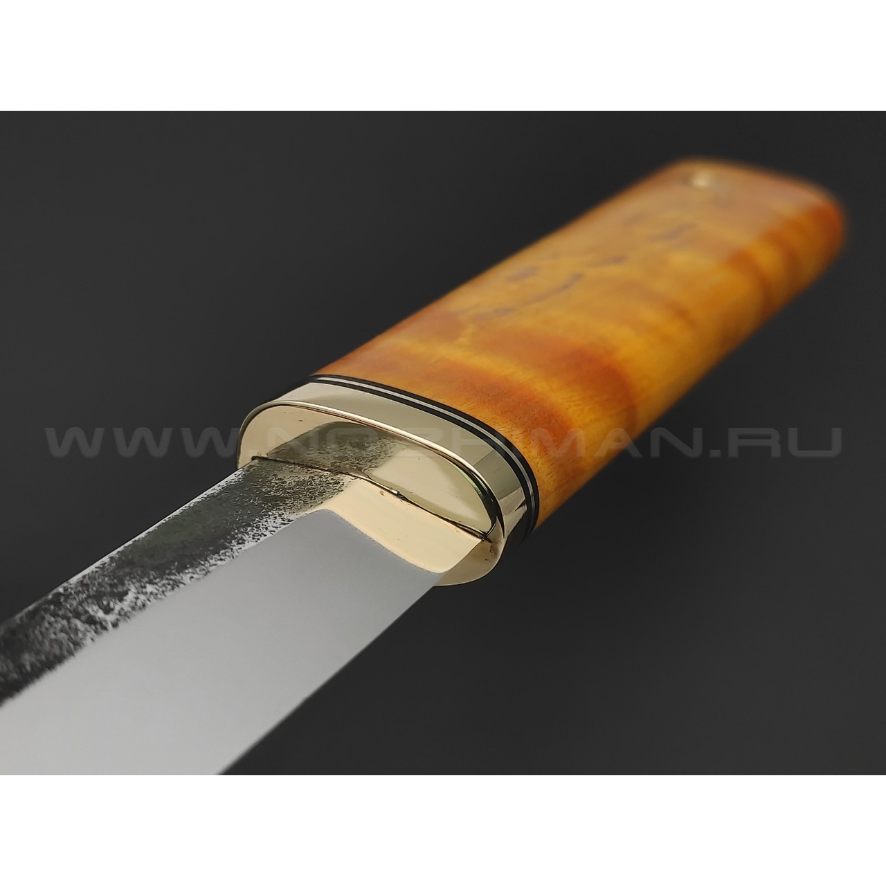 Товарищество Завьялова нож Якут-М сталь K340, рукоять Карельская береза желтая, латунь