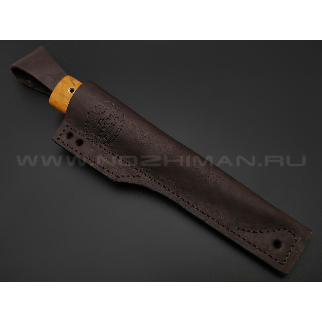 Товарищество Завьялова нож Якут-М сталь K340, рукоять Карельская береза желтая, латунь