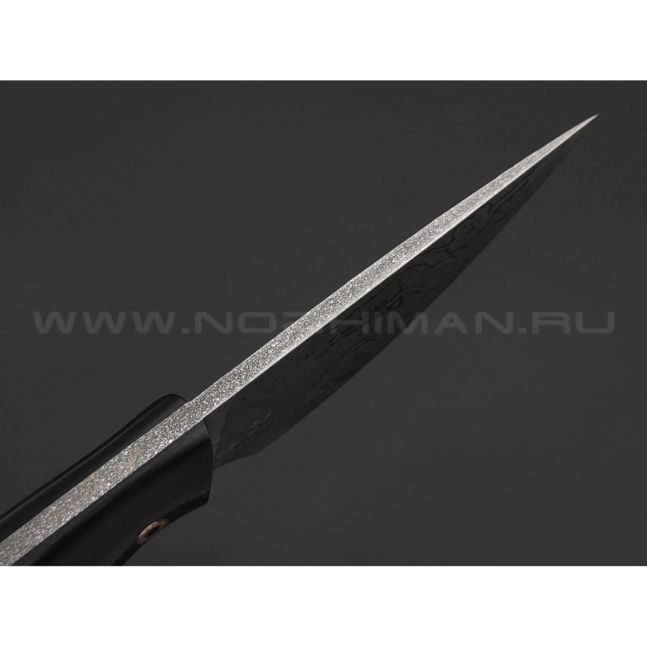Волчий Век нож МасичЬка Custom Shibari Edition сталь M390 WA Худ.травление, рукоять G10 black, мозаичный пины