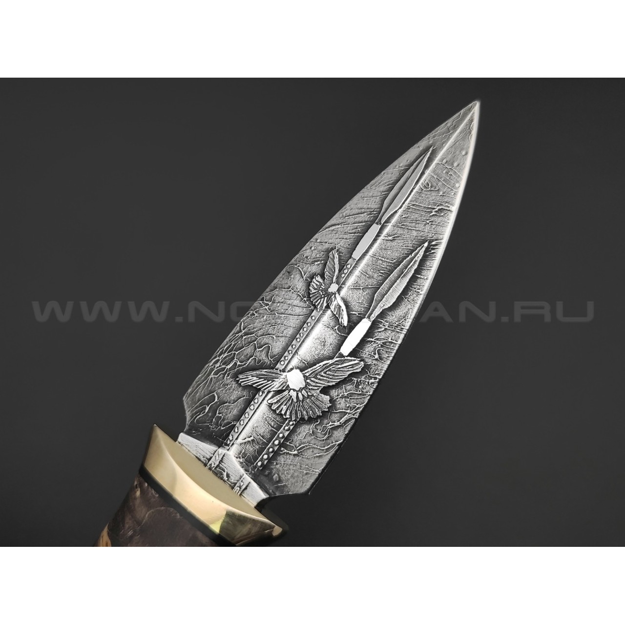 Волчий Век нож Кинжал Custom сталь PGK WA худ.травление, рукоять Стаб. кап клёна, латунь, G10
