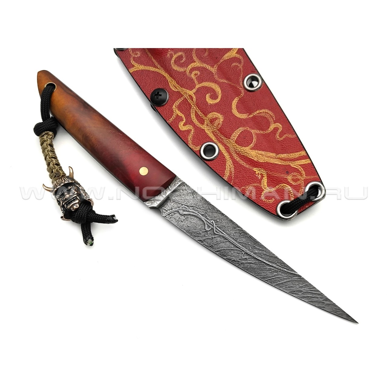 Волчий Век нож Сакура Custom сталь PGK WA худ.травление, рукоять Стаб. карельская береза, G10, латунь