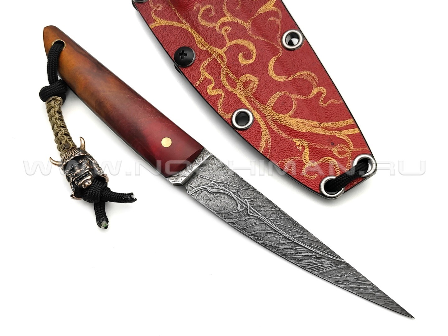 Волчий Век нож Сакура Custom сталь PGK WA худ.травление, рукоять Стаб. карельская береза, G10, латунь