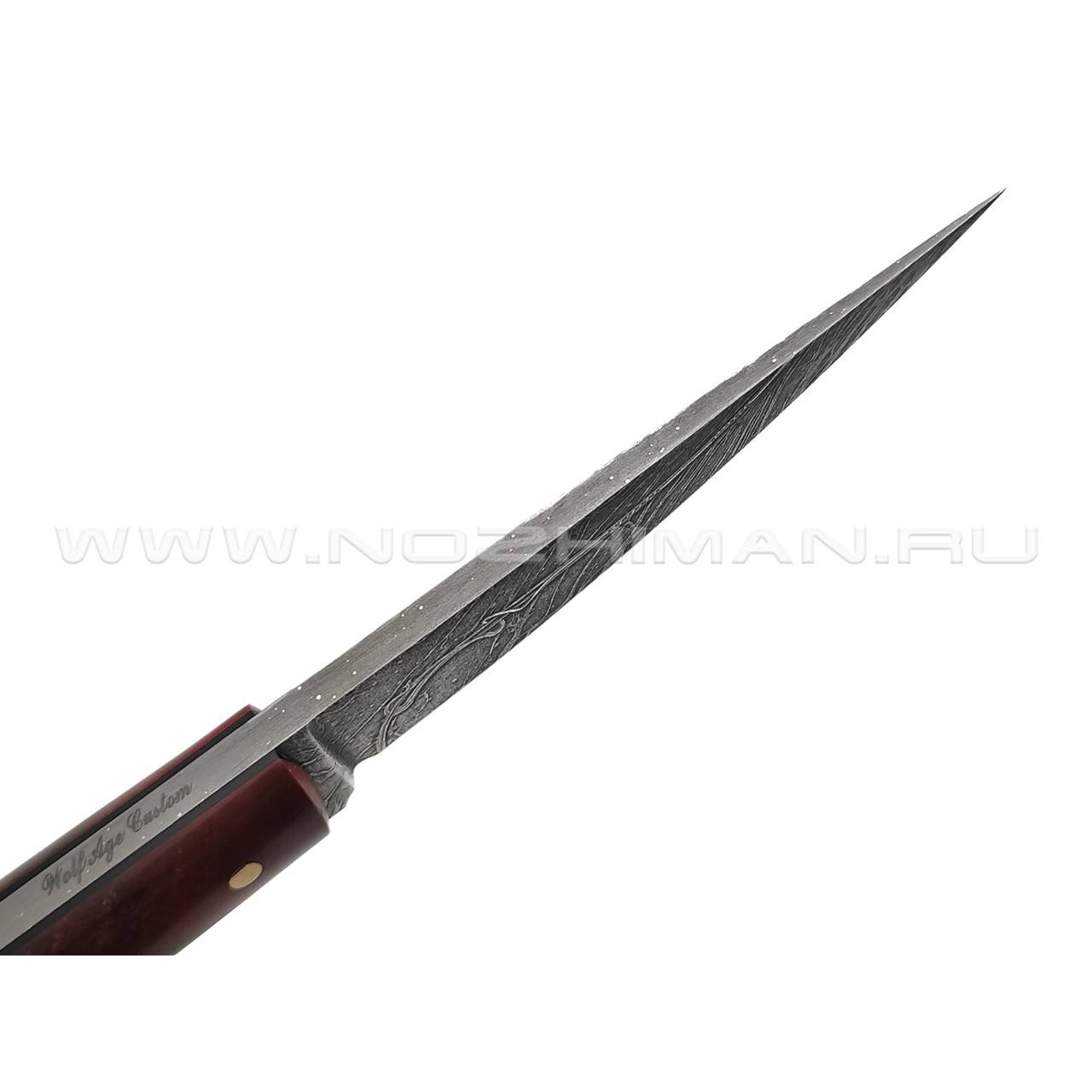 Волчий Век нож Сакура Custom сталь PGK WA худ.травление, рукоять Стаб. карельская береза, G10, латунь
