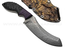 Волчий Век нож Кондрат 12 Custom сталь 95Х18 WA битый камень, обух 6 мм, рукоять G10 black & purple, пины карбон