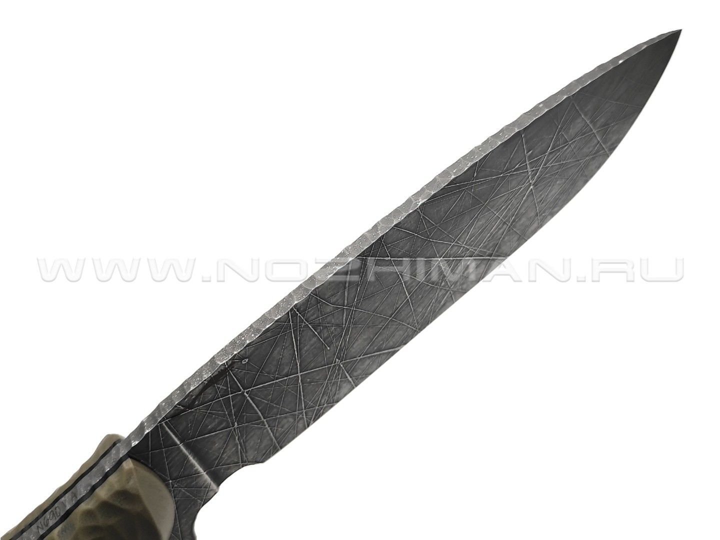 Волчий Век нож Команданте Custom сталь N690 WA хаотик, рукоять G10 black & tan, пины карбон
